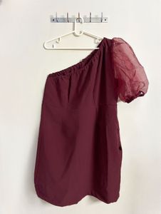 Instafab Maroon Off-Shoulder Sheath Dress