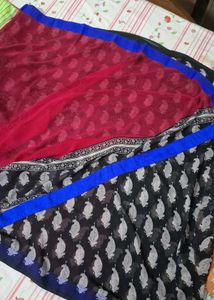 Elegant Pink &amp; Black Saree
