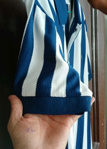 👕Navy Blue &amp; White Striped Polo T-Shirt for Men👕