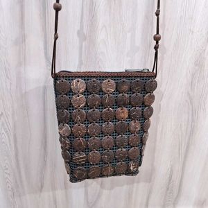 Brown Beaded Slingbag