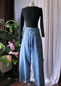 Unisex Blue Denim High Waist Baggy Jeans