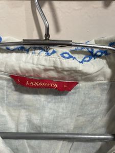 Embroidered White Button-Down Shirt