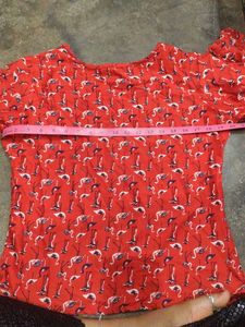 Red Flamingo Print Top