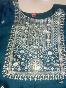 Embroidered Teal Kurta