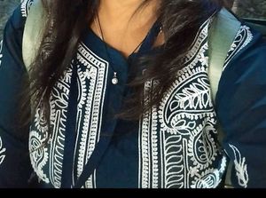 Cotton Embroidery Blue Kurti