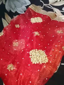 Red Embellished wedding Dupatta