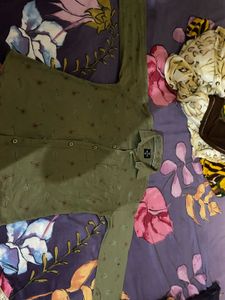 Stylish Olive Green Printed Shirt