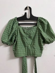 Green Puff Sleeve Top
