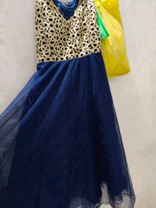 Navy Blue &amp; Gold Party Dress