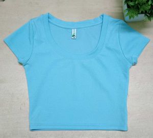 baby blue ribbed crop tee scoop neck basic tshirt