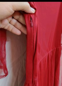 “U&amp;F” Maroon Net Skater dress