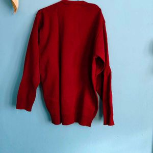Maroon V-Neck Pullover Sweater