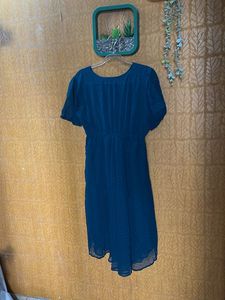 Flowy Blue Swiss Dot Midi Dress