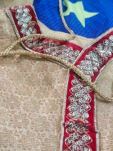 Girls Red &amp; Gold Embroidered Lehenga