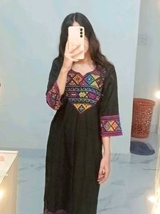 Black Kurti With Color Full Print