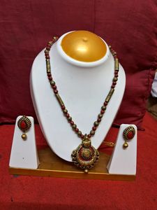 Handmade Red And Golden Terracotta Jewellery