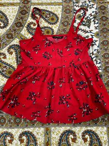 Red Floral Print Top