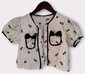 Girls' Floral Embroidered Puff Sleeve Blouse Kids