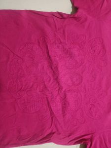 Pink Paisley Embossed T-Shirt
