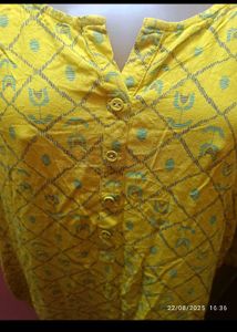 Xl Avaasa Yellow Printed Kurta