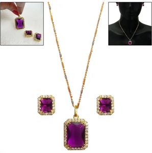 Emerald Stone Pendant With Earings Set