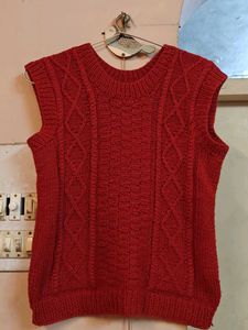 Home Knit Half Sweater Red