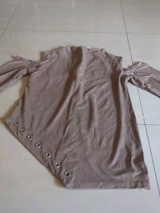 Stylish Brown Cut-Out Shoulder Top