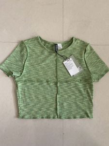 Green Ribbed Crop Top