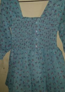 Cute Aqua Blue Floral Top