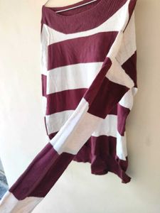 Maroon And White Colour Sweatshirt For Women ✨