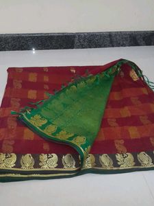 Kancheewaran Cotton Silk With Zari And Buttas