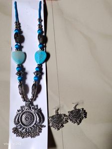 Beautiful ❤️ Silver And Blue 💙 Design Jewellery S