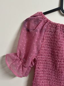 Pink Ruffle Sleeve Top