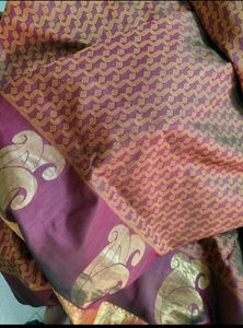 Maroon Korvai Kanchipuram Silk Saree