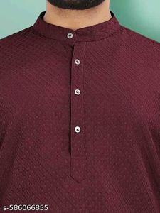 Black textured kurta