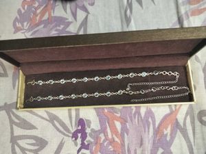 92.5 Silver Blue Topaz Anklets (3 In 1)