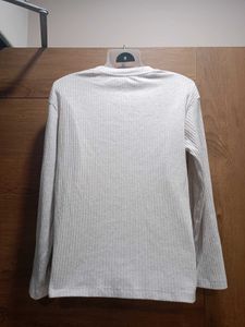 &#34;H&amp;M&#34; Light Grey Ribbed Long Sleeve Top 👕