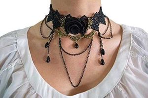 Gothic Black Rose Choker Necklace