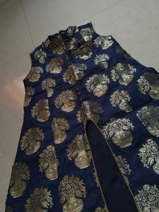 Elegant Blue &amp; Gold Maxi Dress