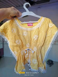 Kaftan And Skirt Set For Girls💛🤍