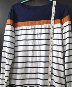 Navy Blue And White XL Striped Long Sleeve T-Shirt