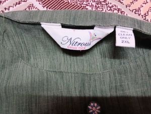 Olive Green Embroidered Kurti