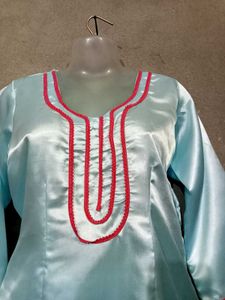 Elegant Light Blue Satin Kurta Setn