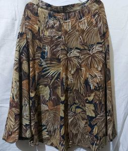 Leaf Print Midi Skirt