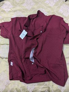 Burgundy Casual Shirt and blue baggy jeans