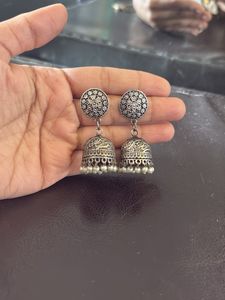silver jhumki earrings