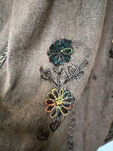 Denim Look Embroidered Beautiful Skirt
