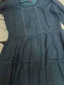 Teal tiered ruffle dress