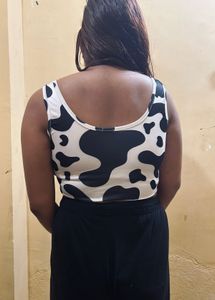 Satin Black And White Top
