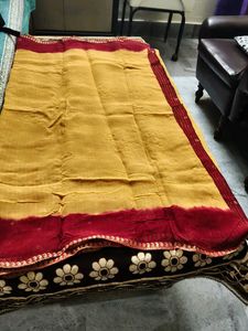 Red Sari with Mirror Work